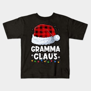 Gramma Claus Red Plaid Christmas Santa Family Matching Pajama Kids T-Shirt